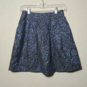 Sinéquanone Paris Blue Floral Brocade Mini Skirt Metallic Jacquard T38 US 6